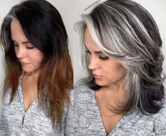 Shoulder Length Salt and Pepper Hair