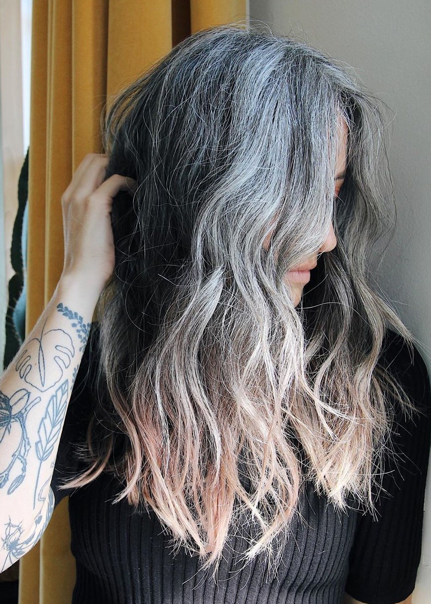Gray Hair Transition with Balayage